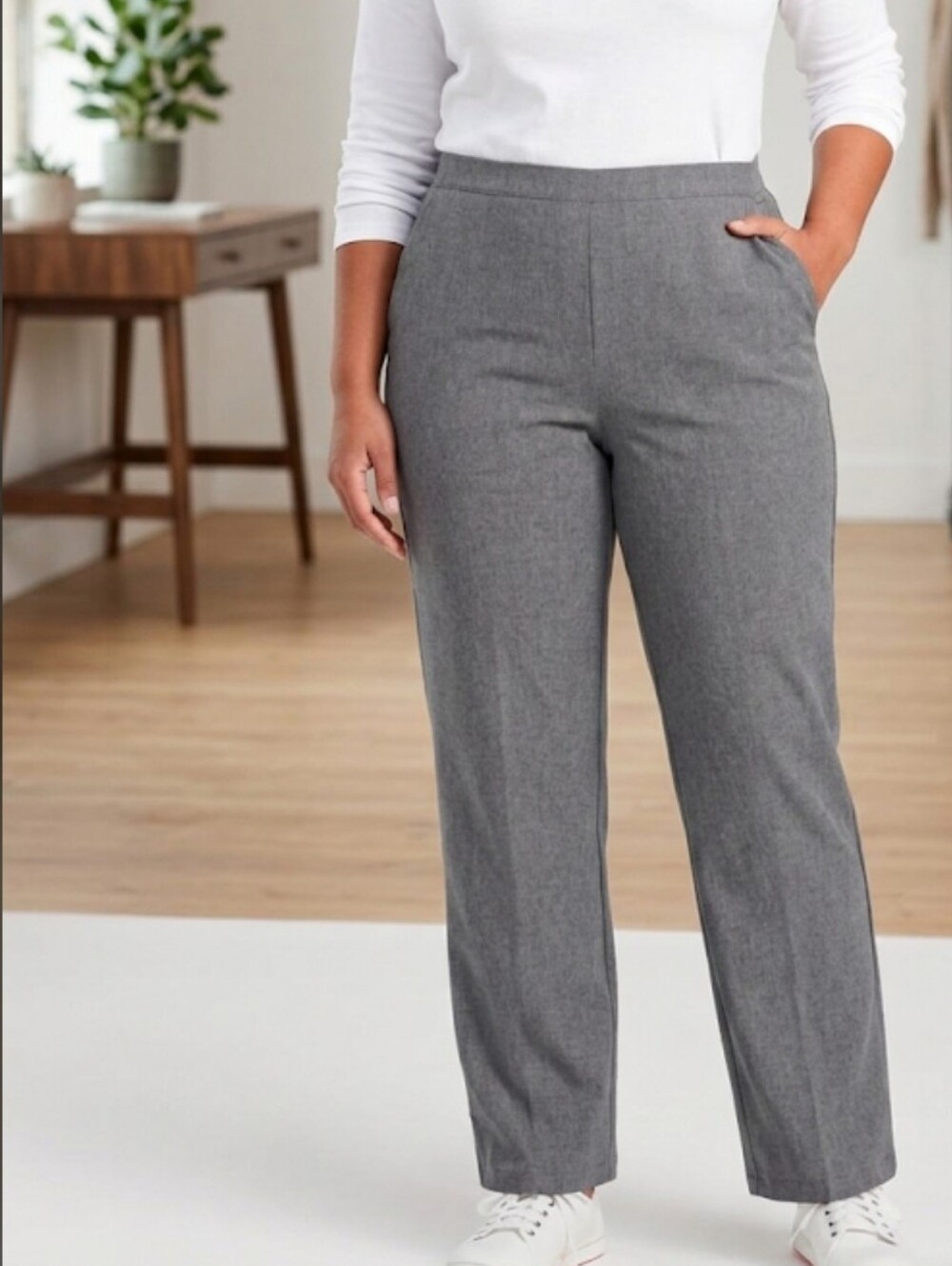 L.L. Bean Perfect Fit Gray Straight Leg Coastal Grandma Comfort Preppy Normcore